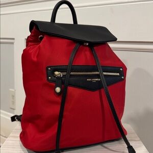 Karl Lagerfeld Backpack Red Black Nylon Bag